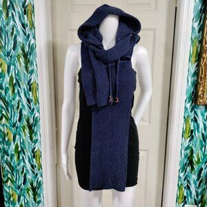 NWOT Le31 100% Cotton Knit H‎‎ooded Sc‎ar‎f Sha‎‎w‎l Navy Blue Men's One Size